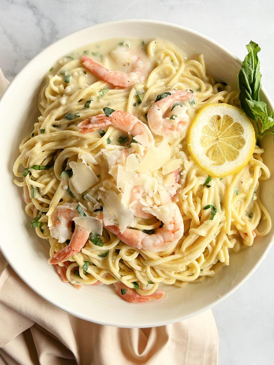 Creamy Lemon Basil Shrimp Pasta Recipe