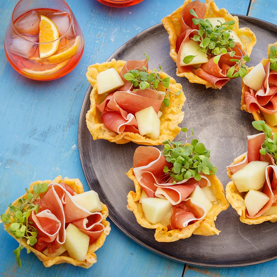 Parmigiano Cheese Baskets with Prosciutto and Melon Recipe | Gourmet Food  Store