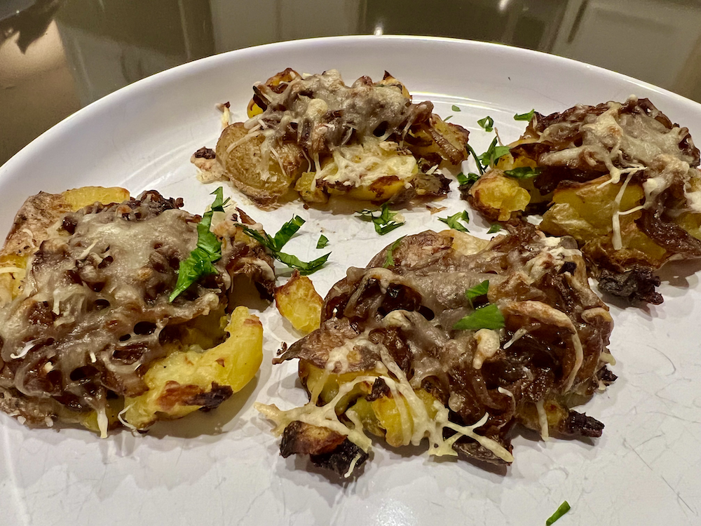 French Onion Smashed Potatoes | Recipes | Fustini's Oils and Vinegars