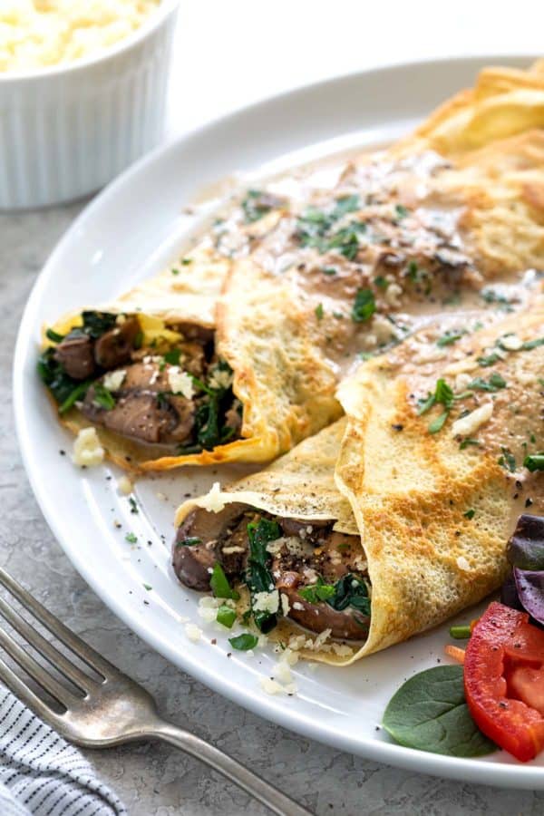 Mushroom Crepes with Spinach - Jessica Gavin