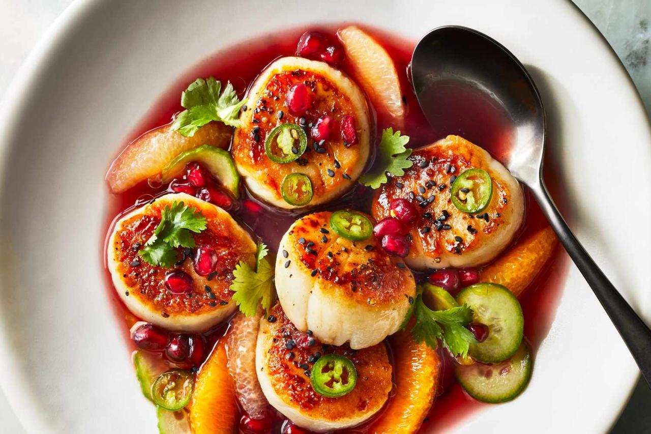 Seared Scallops with Pomegranate and Meyer Lemon Recipe