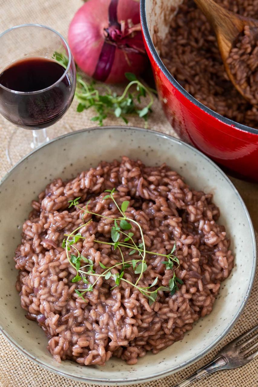Simple Red Wine Risotto (no cheese) • Electric Blue Food