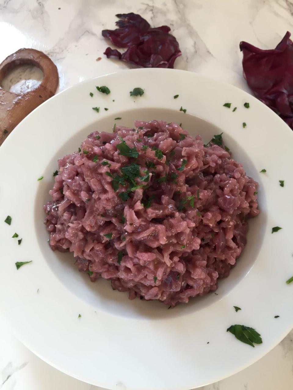 Savor the Comfort: Risotto with Red Cabbage and Parmesan Cheese - Food ...